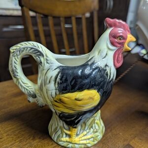 Ceramic Rooster Pitcher - Multicolor
